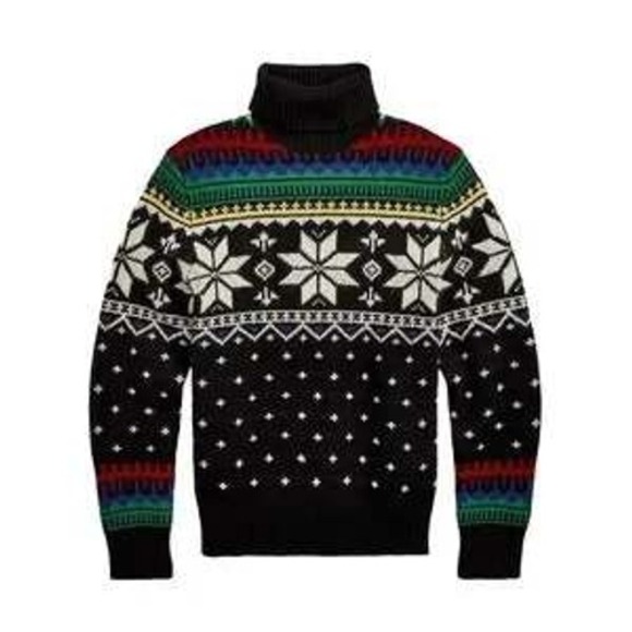 NWT Polo‎ Ralph Lauren Fair Isle Wool Turtleneck Sweater XL Christmas Snowflake
